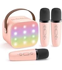 Mini Karaoke Machine with 2 Wireless Microphones, TOP Kids Gifts for Girls Ages 3, 4, 5, 6, 7, 8, 9, 10, 11, 12 +Years Old, 4-12th Christmas Birthday Toy Gift for Girls Boys Party (Purple)