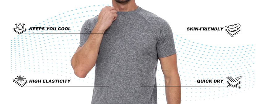 Workout Shirts for Men Short Sleeve Quick Dry Athletic Gym Active T Shirt Moisture Wicking