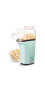 DASH Hot Air Popcorn Popper Maker with Measuring Cup to Portion Popping Corn Kernels + Melt Butter, 16 Cups - Aqua