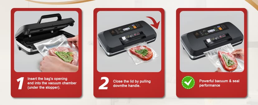95kpa Vacuum Sealer Machine, Updated 2025 Commercial Fully Automatic Food Sealer, 10-in-1Functions & Powerful Sealing System with Double Heat Seal, Easy-Lock Handle, Built-inCutter and Bag Storage