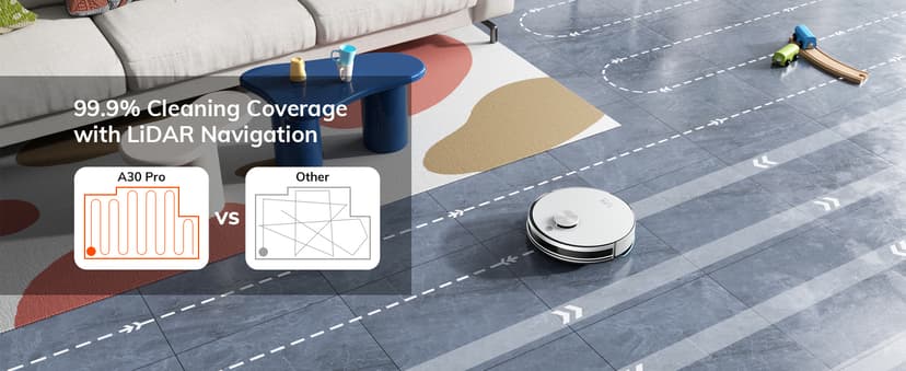 ILIFE A30 Pro Robot Vacuum and Mop, Self Emptying Station for 60 Days, 5000Pa Suction, LiDAR Navigation, No-Go Zones, 2.4G WiFi/App/Alexa/Remote Control, Roller Brush for Carpet, Hard Floors, 110V