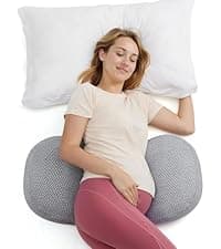 Momcozy Pregnancy Pillows for Sleeping, U Shaped Full Body Maternity Pillow with Removable Cover - Support for Back, Legs, Belly, HIPS for Pregnant Women, 57 Inch Pregnancy Pillow for Women, Grey