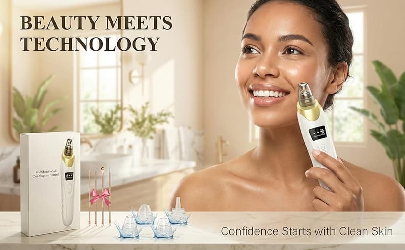 2026 Pore Vacuum, USB Rechargeable Blackhead Remover Vacuum,3 Levels Adjustable Pore Vacuum Blackhead Remover, with 5 Suction Power,6 Probes,Face Vacuum Pore Cleanser for Women & Men-Gold