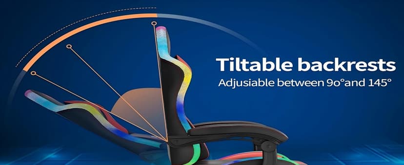 Gaming Chairs for Adults Tall and Kids,Lumbar Support,LED Lights,High Back Reclining Computer Chair with Headrest (Black+Blue)