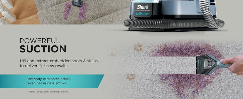 Shark StainStriker Portable Carpet Upholstery & Area Rug Cleaner, Bonus XL Tool & Full-Size Cleaning Solution, Stain & Odor Remover, Perfect for Car Interiors, 4 Cleaning Tools, Nordic Blue, PX202BRN