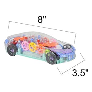 ArtCreativity Light Up Transparent Sensory Car Toy for Kids, 1PC, Bump and Go Toy Car with Colorful Moving Gears, Music, and LED Effects, Easter Toys for Toddlers, Great Birthday Gift Idea