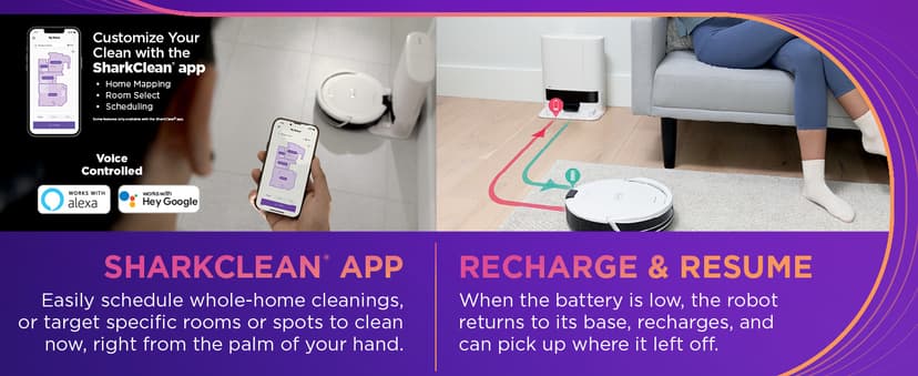 Shark Navigator Robot Vacuum with Bagless 30-Day Capacity Self-Empty Base, Powerful Suction, SmartPath Navigation, Self-Cleaning Brushroll, for Carpets & Hard Floors, White, AV2110S