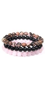 YINRIS 3 Pcs Natural Volcanic Stone Friendship Bracelets Handmade Beaded Stretch Bracelets (bra000001)