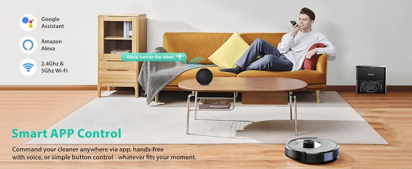 Tikom Robot Vacuum and Mop, 6000Pa Robotic Vacuum Cleaner with Self-Emptying Base, 90 Days Capacity, LiDAR Navigation, Home Mapping, Ideal for Pet Hair, Hard Floors, Carpet (L8000 Plus)