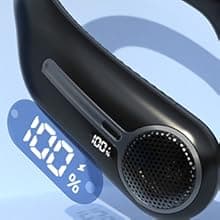 Portable Neck Fan,Gift Ideas,Personal Wearable Bladeless Fan,360° Cooling,LED Display,4-Speeds,6000mAh Rechargeable,Powerful Wind,Outdoor Travel Camping,Birthday Gifts for Men Women Dad Mom (Black)