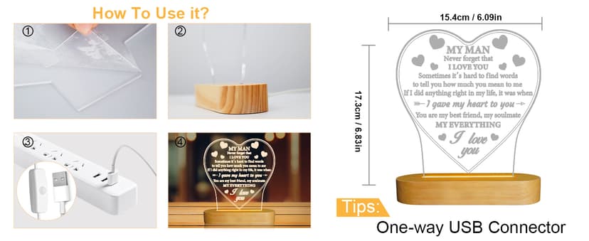 Gifts for Him, I Love U to My Husband's Gifts with Warm Light for Home Decor, Gifts for Birthday, Xmas,Holidays, A Thankyou Gifts for Him Husband Boyfriend My Man