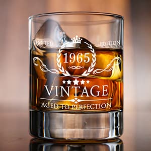 AOZITA 60th Birthday Gifts for Men - 60th Birthday Decorations for Men, Party Supplies - 60th Anniversary, Bday Gifts Ideas for Him, Dad, Husband, Friends - 11oz Whiskey Glass