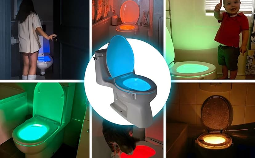 ToiLight The Original Toilet Bowl Night Light. Fun Useful Bathroom Motion Sensor Tech Gadget. Funny Novelty Birthday Gift Idea. Stocking Stuffer for Him Her Guys Men Mom Brother