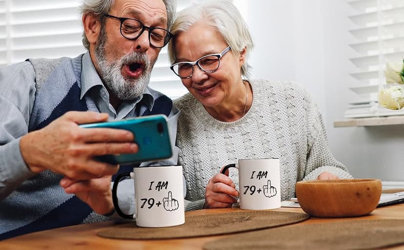 YHRJWN 80th Birthday Gifts for Women Men, I Am 79 Plus Middle Finger Coffee Mug, 80th Birthday Gifts Ideas for Best Friends, Grandma, Grandpa, Best 80 Year Old Gifts for Her Him, Novelty Cup, 11 Oz