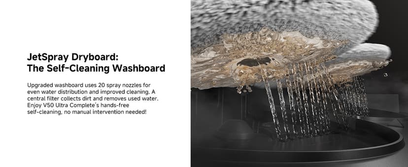 Mova V50 Ultra Complete Robot Vacuum and Mop Self-Cleaning, 24,000 Pa Suction, Liftable Navigation with Obstacle Overcoming and Warm Water Mopping with DuoSolution System Designed for Pets, Black