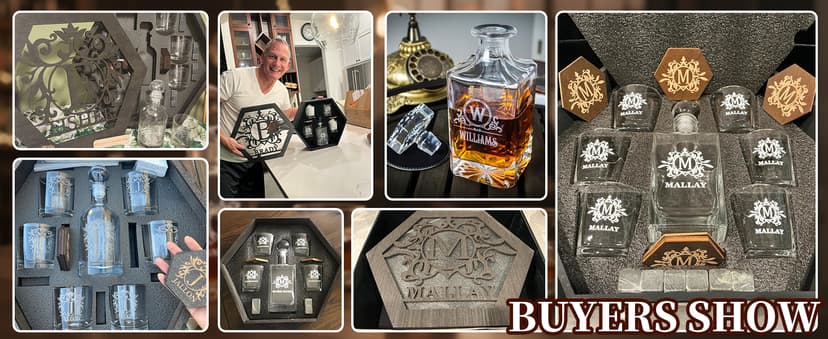 Personalized Whiskey Decanter Set for Men Home Bar Custom Liquor Decanters Wooden Box Whiskey Glasses Set Gifts for Husband Dad Men Cave Christmas Birthday Anniversary Valentine‘s Day