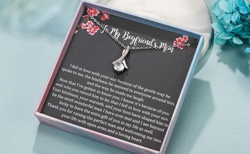 NOREGRET Gift to My Boyfriends Mom Necklace 925 Sterling Silver Necklace Gifts for Boyfriends Mom Mothers Day Gift Birthday Gifts