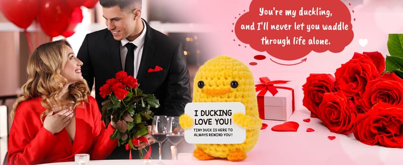 MBL Anniversary for Men Women Her - Funny Small Cute Crochet Duck Gifts for Women Men Wife Husband Girlfriend Boyfriend Fiance Couple Lover Him Birthday Wedding Christmas Stocking Stuffers Present