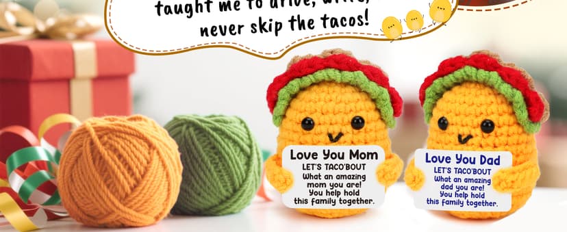 Dad Christmas Birthday Gifts from Daughter Son I Love Best Dad Ever Gifts for New Single Step Dads Thank You Daddy Cool Funny Present Fathers Day Handmade Crochet Taco Gift