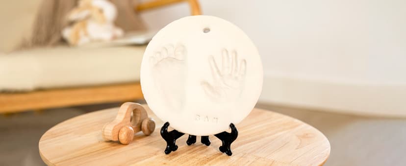 Baby Hand and Footprint Kit Girls, Boys - Personalized Baby’s First Christmas Ornament Kit, Newborn Christmas Gifts for New Mom, Cute Shower Gifts, Easy to Use Handprint Ornaments(Gold Paint, Cherish)