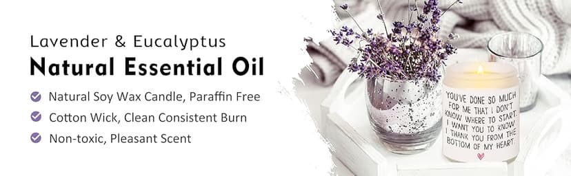 BAUBLEDAZZ Thank You Gifts for Women, Thank You Candle- Handmade Lavender Natural Soy Wax Candle (7oz)- Appreciation Gifts for Friends, Coworker, Men, Hostess