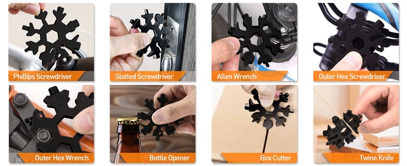 Stocking Stuffers Gifts for Men 18-in-1 Snowflake Multitool, Christmas Birthday Gifts for Men Dad Husband Him Grandpa, White Elephant Gifts for Dad Who Have Everything, Cool Gadgets Tools