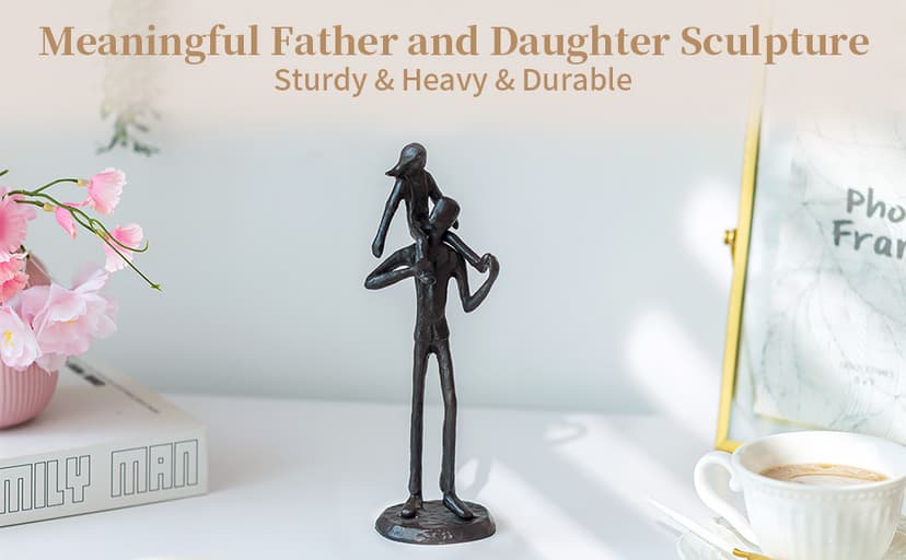 Sziqiqi Dad Gifts from Daughter: Dad Daughter Iron Figurine Father Daughter Decoration for Fathers Day Wedding Christmas Birthday Gifts Statue for Son Husband