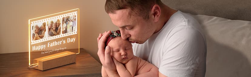 Bemaystar Dad Gifts with Picture- Custom Night Light with Photo Text, Father's Day Gifts from Daughter Son Wife, Gifts for Dad, Dad Gifts for Father Grandpa Papa for Fathers Day Birthday Christmas