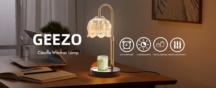 GEEZO Fragrance Candle Warmer Lamp,Electric Candle Warmer with Timer & Dimmer,Mom Christmas Birthday Gifts for Women, House Warming Gifts New Home Bedroom Decor