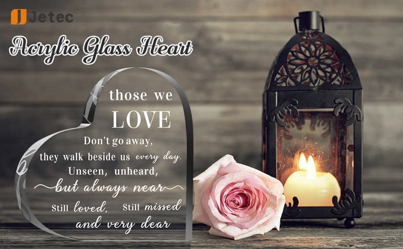 Jetec Bereavement Gift Acrylic Heart Sympathy Memorial Condolence Gift for Loss of Loved One Remember Me Grieving Present for Remembrance Table Decor(6 x 6 x 0.6 Inch)