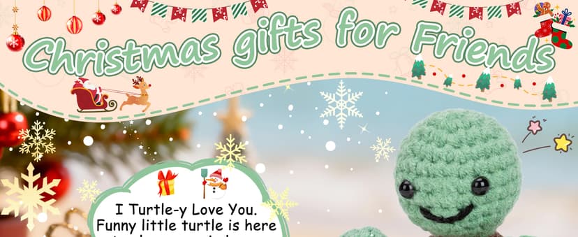 Mini Funny Turtle Best Friend Friendship Gifts for Women Men, Birthday Gifts for Friends Female Male Girls, I Love You Small Cute Stuff Things, Handmade Emotional Positive Crochet Turtle