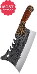 ROCOCO Viking Cleaver Knife Butcher Meat Cutting Boning Knife Hand Forged Chinese Kitchen Axe with Sheath Home Outdoor BBQ Camping Chirstmas Birthday Chirstmas Mother Father Gift Men