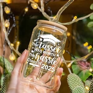 NewEleven Class Of 2025 Graduation Gifts For Her, Friends - Funny Master Degree, College Graduation Gifts From Friends And Family - 16 Oz Coffee Glass