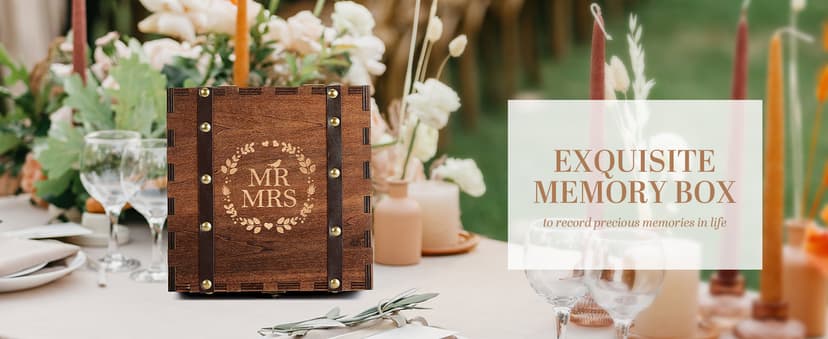 AW BRIDAL Mr and Mrs Wedding Keepsake Box for Couples, Wooden Memory Boxes with Lids, Bridal Shower Gifts for Bride Bachelorette Party, 2025 Engagement Gift for Newlyweds and Marriage Couple