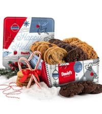 David's Cookies Merry Christmas Assorted Brownies & Crumb Cake Gift Tin 16pcs - Delicious, Fresh Baked Snacks, Gourmet Chocolate Fudge Slices, Brownies, Ideal Gift for Christmas Holidays