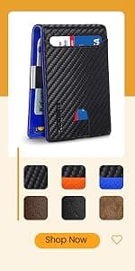 RUNBOX Slim Wallets for Men - Leather Money Clip Mens Wallet - RFID Blocking Front Pocket Bifold Wallet - Thin Credit Card Holder with Gift Box