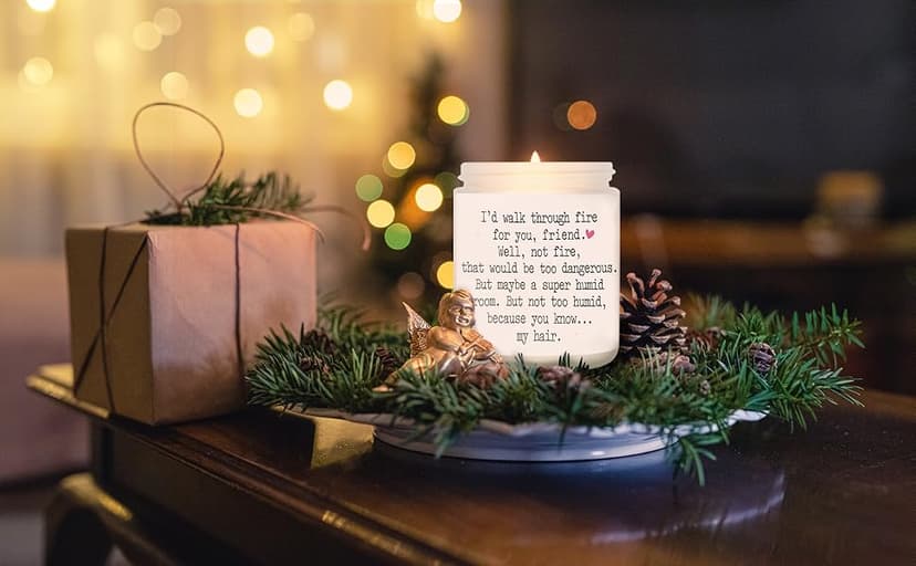 Niyewsor Best Friends Birthday Gifts for Women, Funny Scented Candles for Women, Friendship Gifts for Friends Female, I'd Walk Through Fire for You Friend Candle, Handmade, 7oz