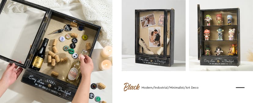AW BRIDAL 11X16 Large Shadow Box Picture Frames Deep Shadow Boxes Display Cases with Removable Shelves and Drawers, Brown Wooden Memory Boxes for Keepsakes with Slot Christmas Decorations Gifts