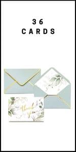 Winoo Design 100 PK Luxurious Gold Thank You Cards with Envelopes Bulk Sage Green - 5x3.5 Inches Wedding Thank You Notes Baby Shower Greenery Bridal Shower Small Business