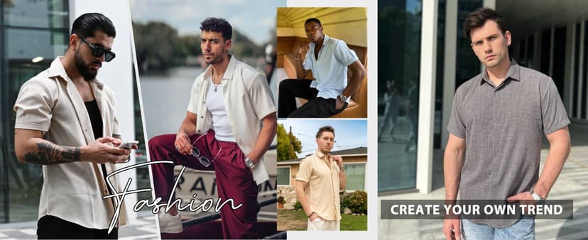 COOFANDY Men's Linen Shirts Short Sleeve Casual Shirts Button Down Shirt for Men Beach Summer Wedding Shirt