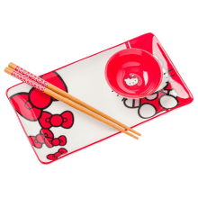 Silver Buffalo Sanrio Hello Kitty Strawberry Milk Japanese Character Ceramic Ramen Noodle Rice Bowl with Chopsticks, Microwave Safe, Pink, 20 Ounces