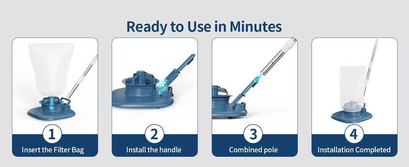 Rechargeable Pool Leaf Vacuum with Telescopic Pole, 83GPM Powerful Suction– Cordless Pool Skimmer for Inground & Above Ground Pools with 6.6Gal Leaf Catcher Bag for Heavy Debris Areas