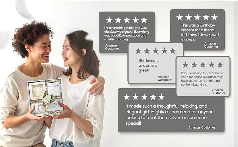 Sweet Coconut Spa Gift Set for Women – Relaxation Gift Basket with Candle, Soap, Salt Scrub & Shower Steamers – Birthday, Thank You, Bridal Shower & Self Care for Mom, Wife, Sister, Friend