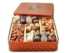 Holiday Chocolate Gift Basket- Thanksgiving and Christmas Nut and Candy Gift Box for Men, Women, Families, Corporate- Bonnie and Pop
