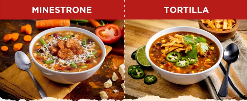 READYWISE - Simple Kitchen, Soup Sampler, Variety Pack, 8 Servings Per Pouch, Soup Mix, Family Size, MRE, Gluten Free, Freeze Dried Food, Ready To Eat Meals, Hiking & Backpacking Food, Soup for Family, Pack of 5