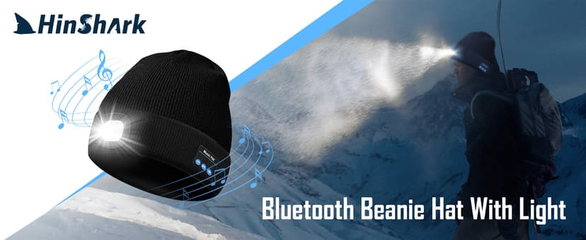 Stocking Stuffers Gifts for Men, LED Bluetooth Beanie Hat, Christmas Birthday Gifts for Men Dad Him Husband Grandpa, White Elephant Gifts for Adults, Camping Hiking Accessories Cool Gadgets