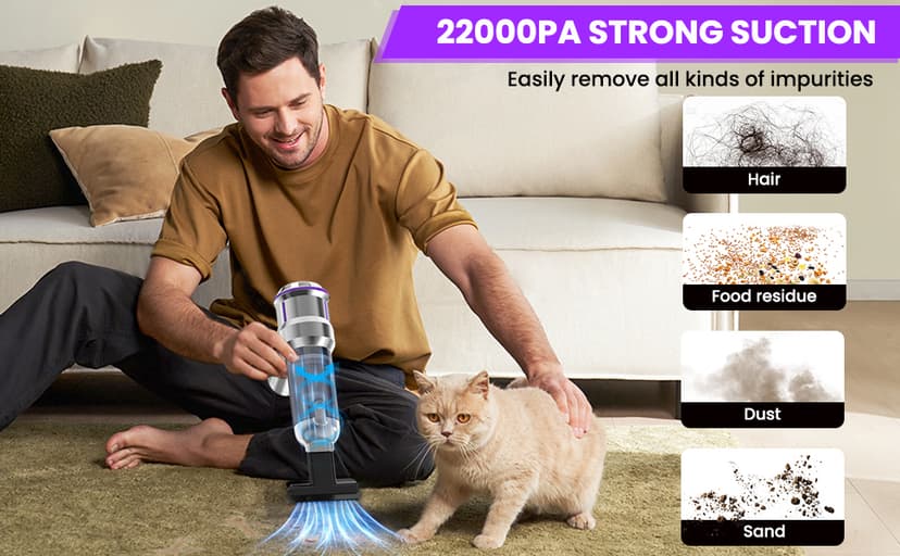 Handheld Vacuum Cordless, 28000Pa 4 in 1 Car Vacuum Portable Cordless, One-Touch Dust Removal, 3-Speed Brushless Motor Mini Vacuum, Ideal for Home, Car, Office, and Pet Hair Cleanup, Silver