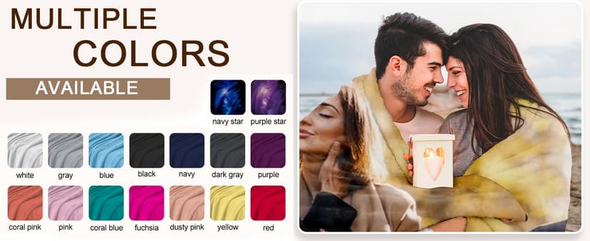 Yofair Ships Next Day, Custom Blanket with Picture Personalized Gifts for Mom Dad Customized Photo Blanket Family Christmas Birthday Gifts for Adult Husband Wife 40" W x 50" L