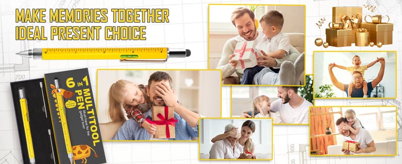 Gifts for Men Multitool Pen, Birthday Gifts for Dad Husband Him Adults, Father's Day Gifts from Daughter and Son, Cool Gadgets and Unique Gift Ideas for Construction Engineers, Woodworkers Carpenters
