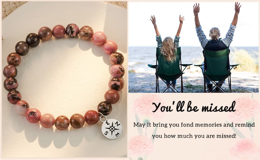 HGDEER Natural Stone Retirement Bracelet for Women/Men 2025, Going Away Farewell Gifts Valentine Gift For Coworkers Teacher with Gift Message Card